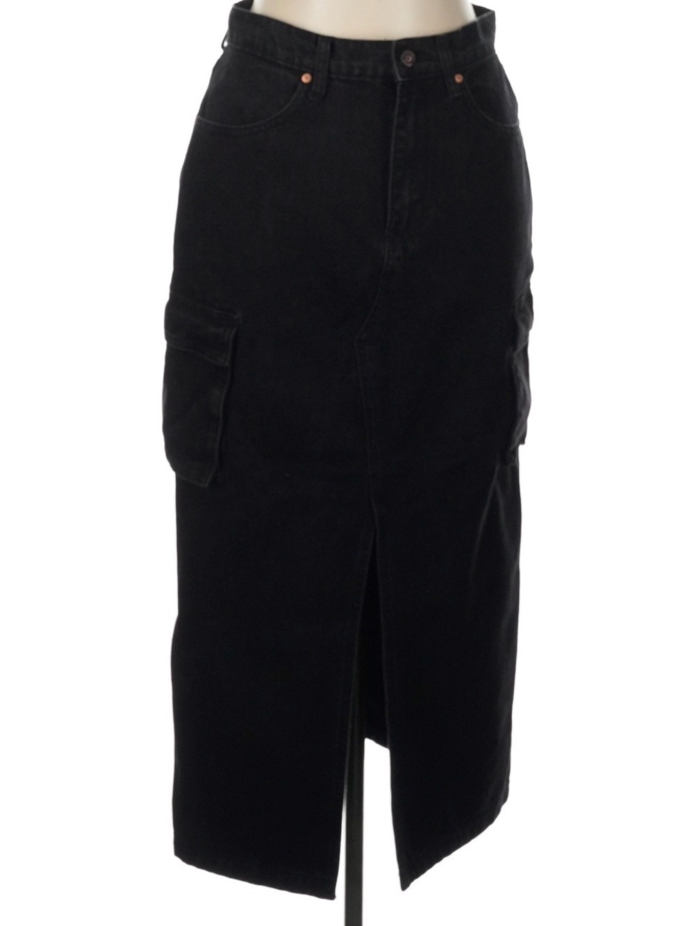 Sincerely Jules Black Cargo Midi Skirt with Front Slit